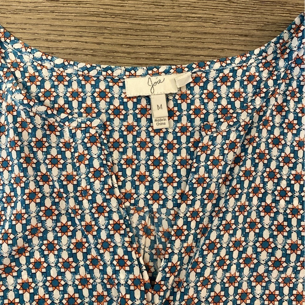 Joie Printed Long Sleeve Silk Blouse - Picture 4 of 5